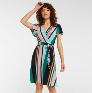 Donna Morgan Vibrant Striped Midi Dress, Size 10